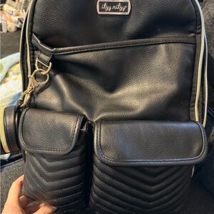 Itzy Ritzy Quilted Black Backpack with Gold Accents